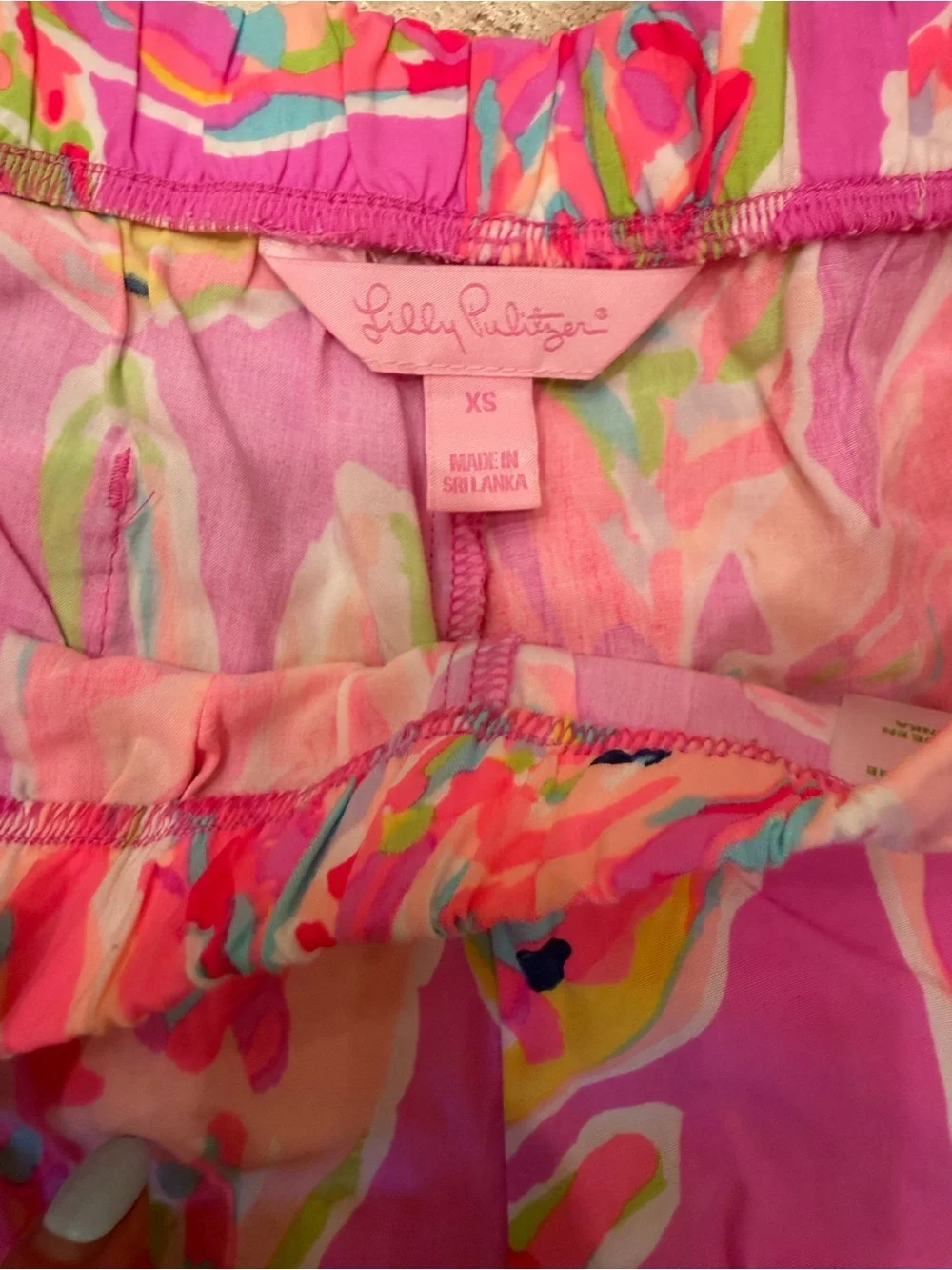 Lilly Pulitzer Pink Multi Tropical Print Ruffle Hem Shorts - Picture 3 of 3